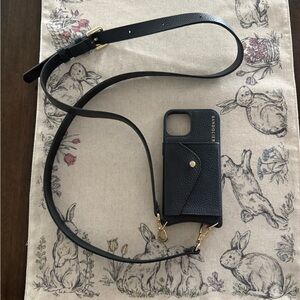 Bandolier HAILEY Black Leather Phone Case with Strap